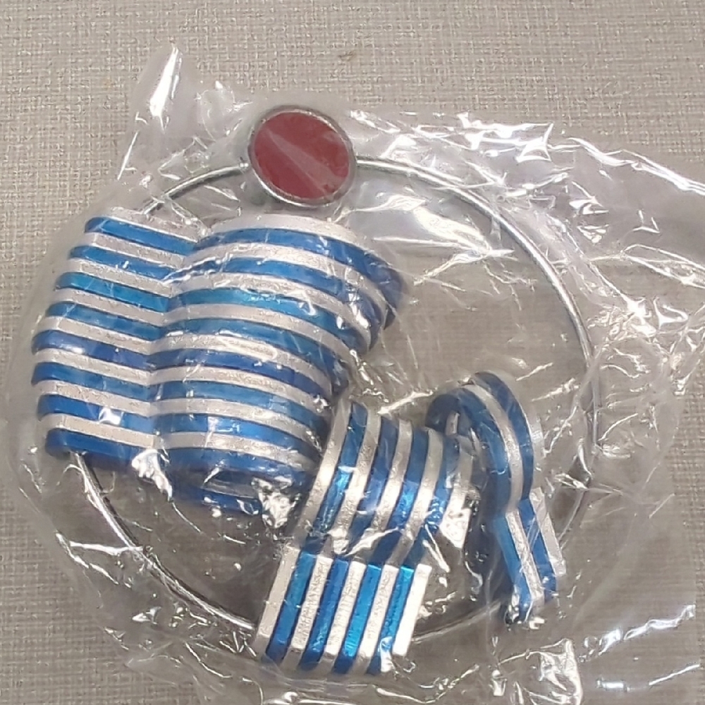 Striped Blue and Silver Bangles